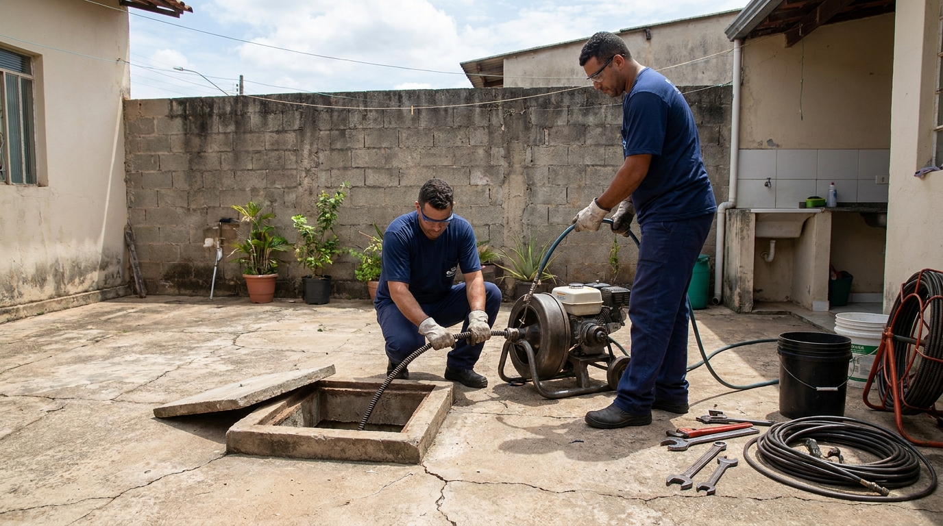 Desentupimento de esgoto residencial em Petrolina‑PE