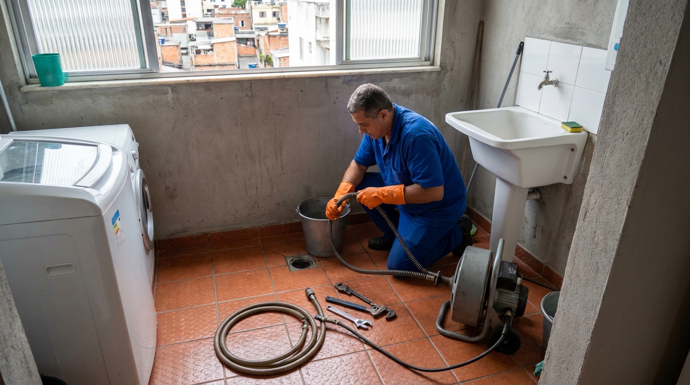 Desentupimento de ralo com equipamento em Petrolina‑PE