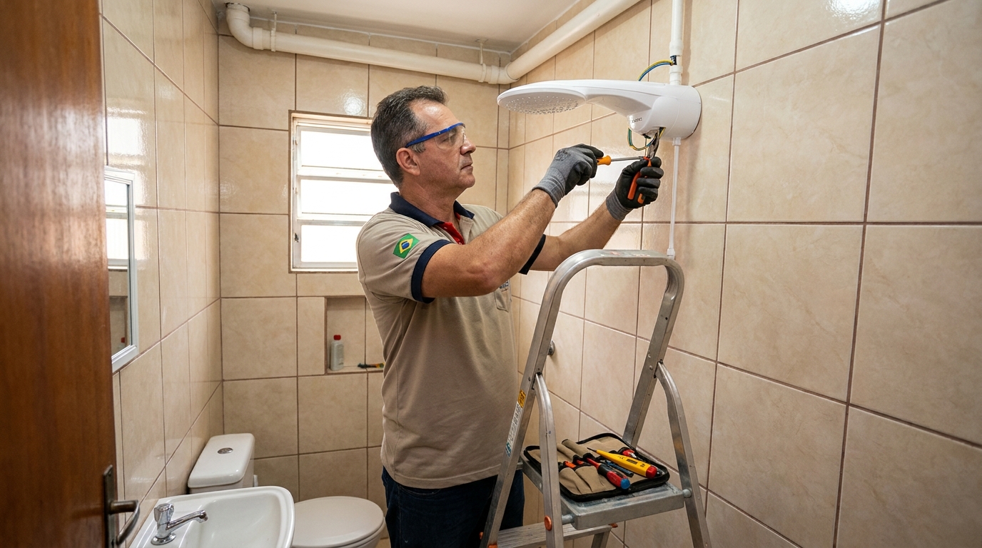 Instalação de chuveiro no banheiro em Petrolina‑PE